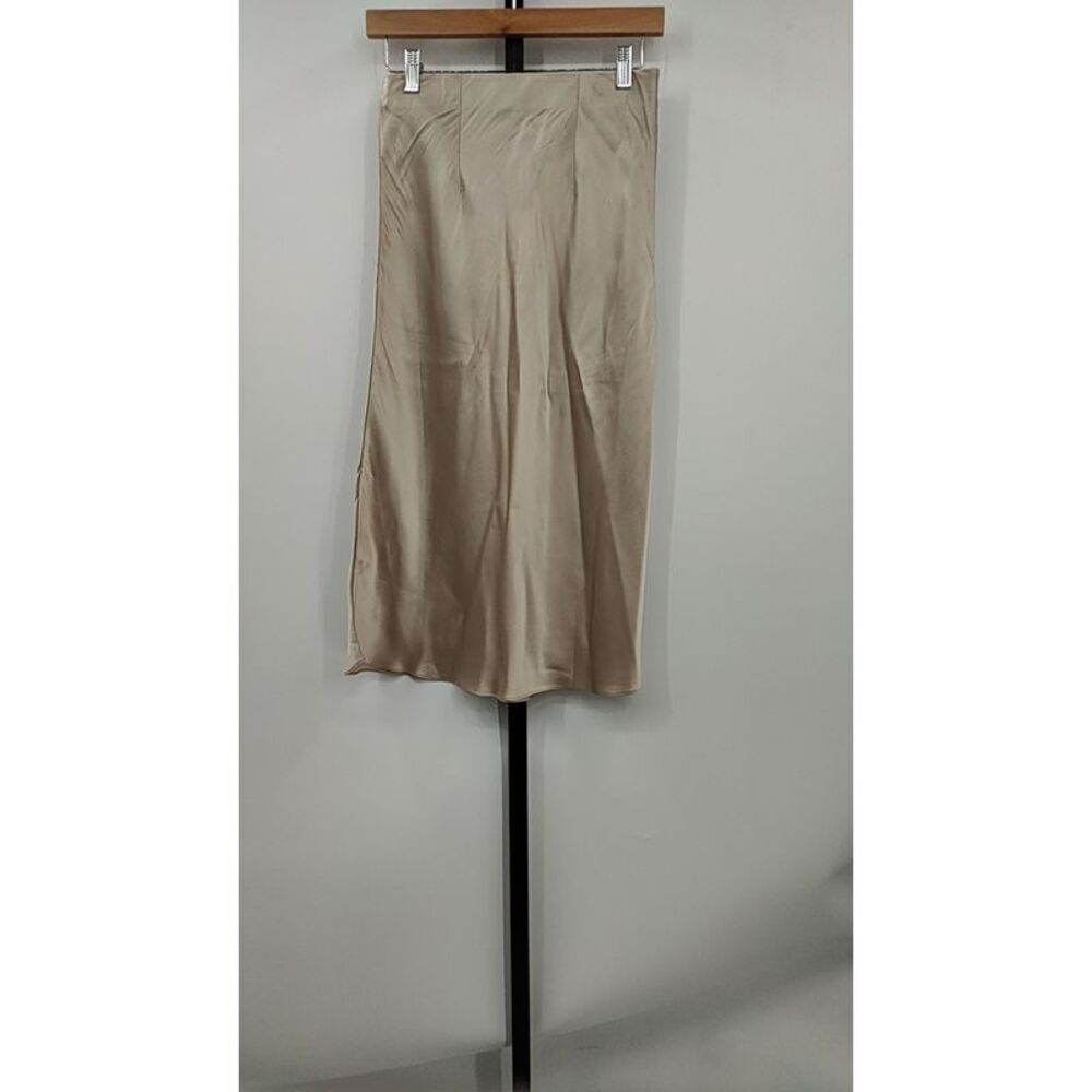 Quince Satin Midi Skirt in Beige - Picture 2 of 2